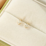 Boucles d'Oreilles Topaze et Zircon - Argent Plaqué Or 14K - Biloria