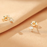 Boucles d'Oreilles Topaze et Zircon - Argent Plaqué Or 14K - Biloria