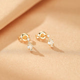 Boucles d'Oreilles Topaze et Zircon - Argent Plaqué Or 14K - Biloria