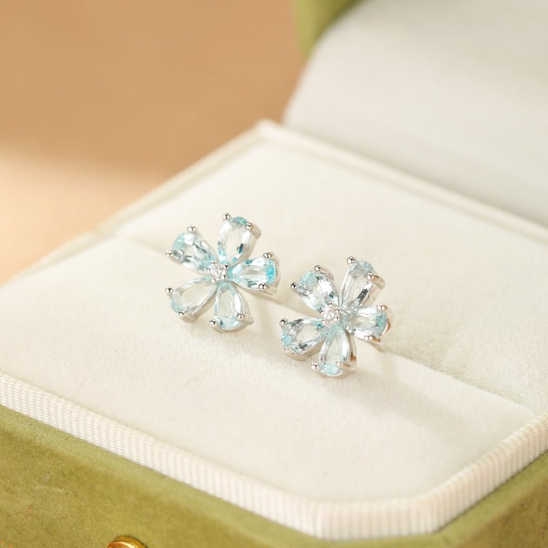 Boucles d'Oreilles Topaze Fleur en Argent S925 - Biloria