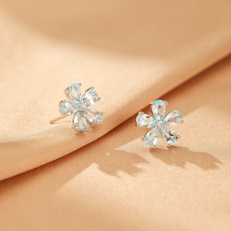 Boucles d'Oreilles Topaze Fleur en Argent S925 - Biloria