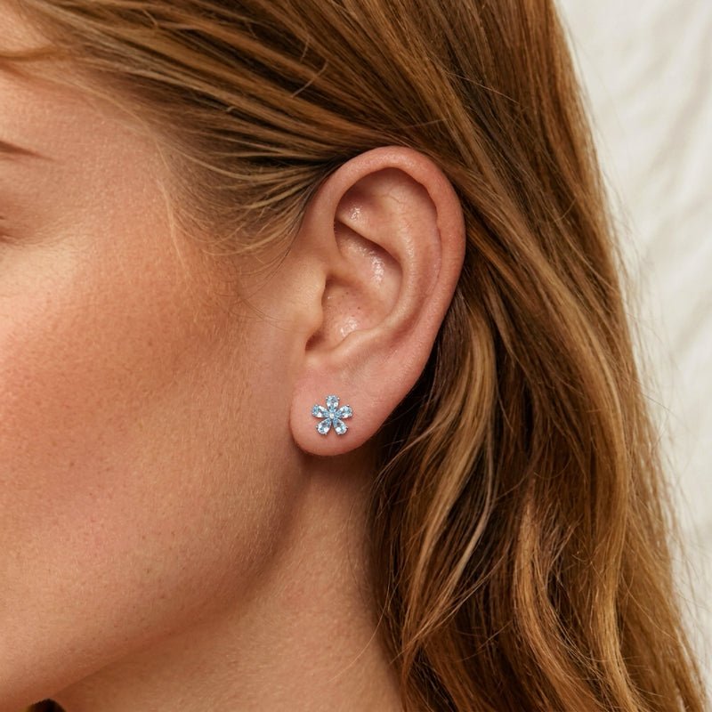 Boucles d'Oreilles Topaze Fleur en Argent S925 - Biloria