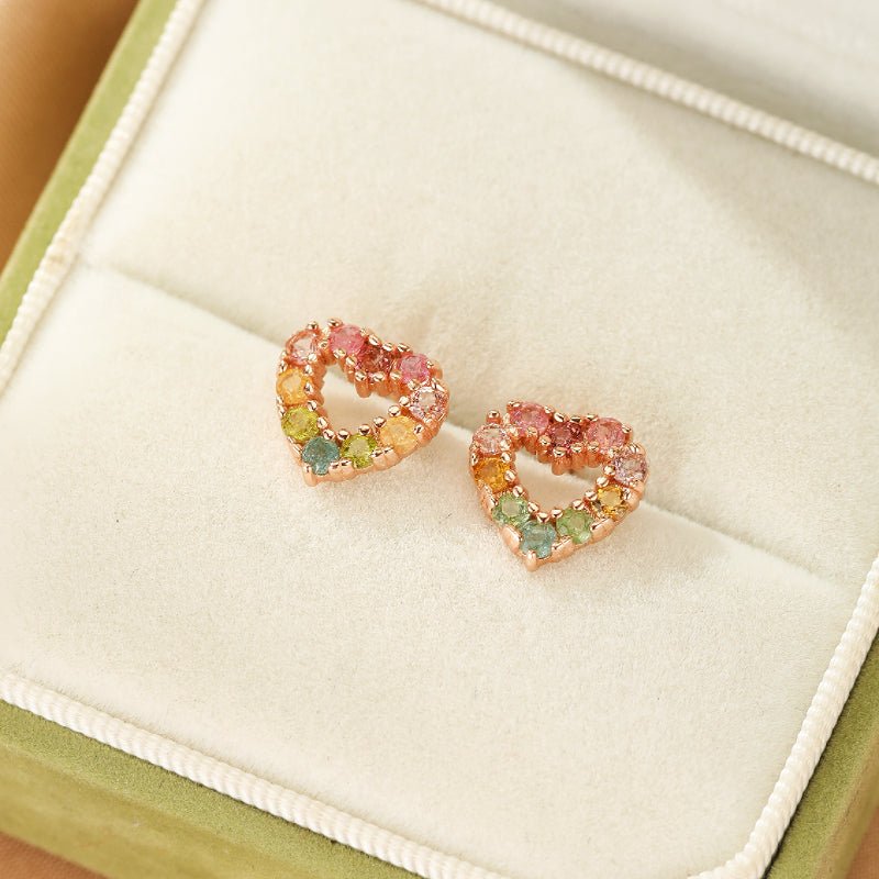 Boucles d'Oreilles Tourmaline Cœur Argent S925 - Bijou Tendance Bureau - Biloria