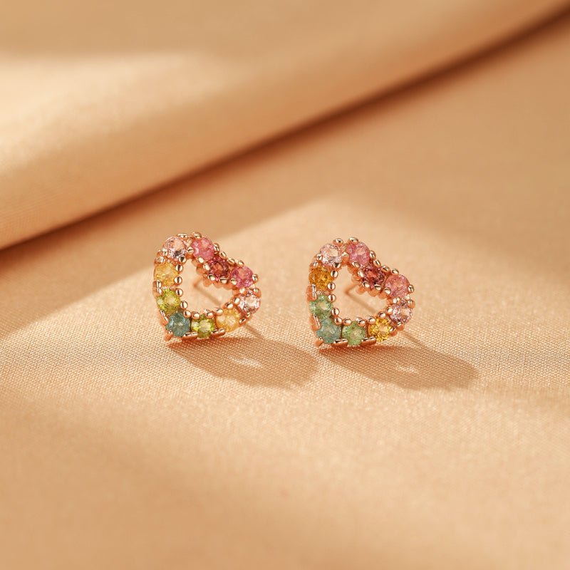 Boucles d'Oreilles Tourmaline Cœur Argent S925 - Bijou Tendance Bureau - Biloria