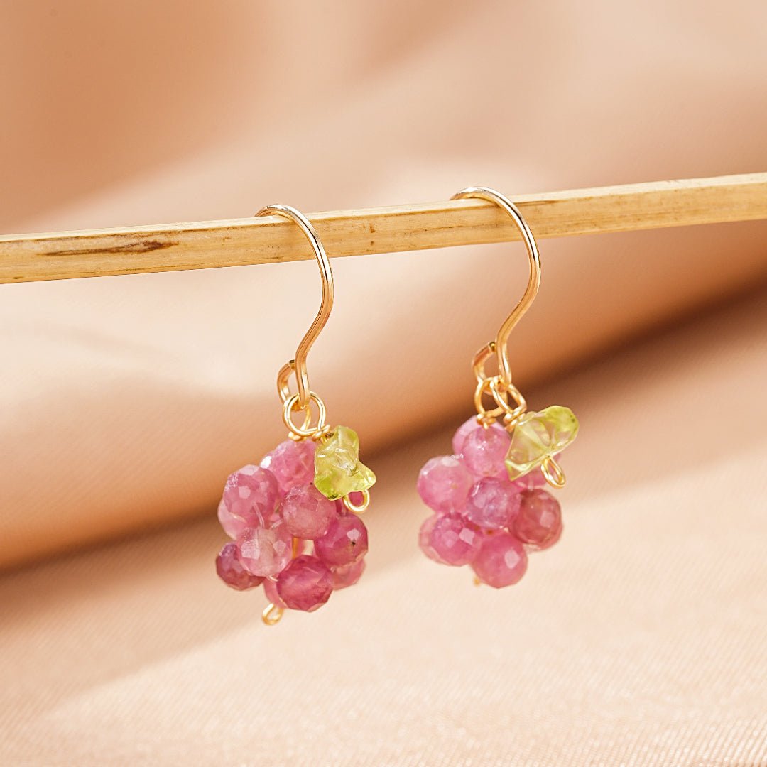 Boucles d'Oreilles Tourmaline et Péridot Grappe de Raisin - Biloria