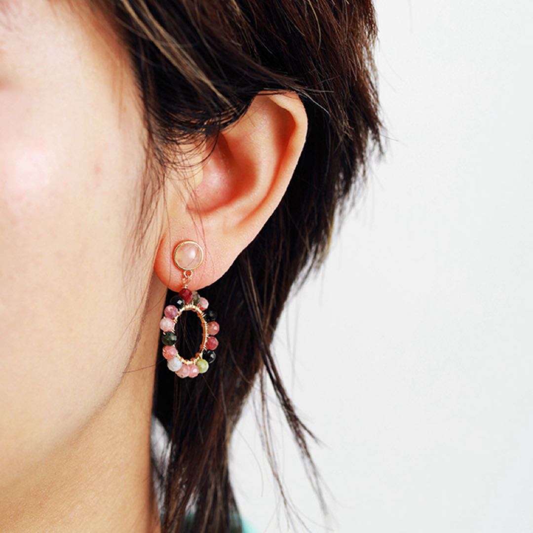 Boucles d'Oreilles Tourmaline et Quartz Rose – Harmonie Protectrice - Biloria