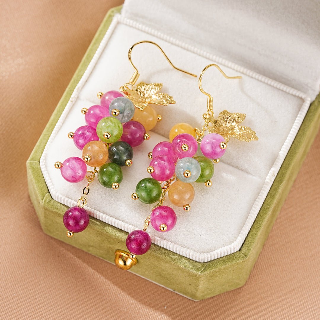 Boucles d'Oreilles Tourmaline Grappe de Raisin Abondance - Biloria