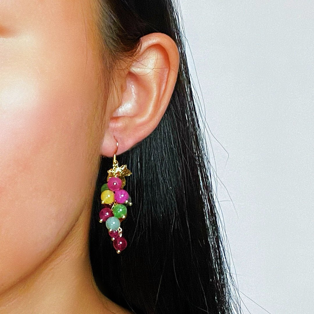 Boucles d'Oreilles Tourmaline Grappe de Raisin Abondance - Biloria