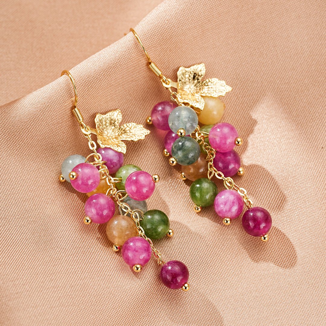 Boucles d'Oreilles Tourmaline Grappe de Raisin Abondance - Biloria