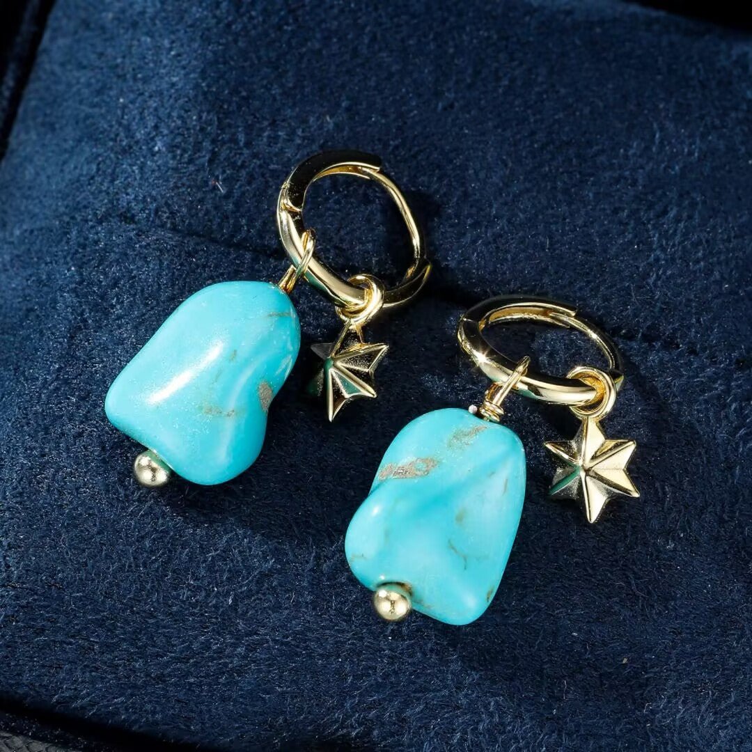 Boucles d'Oreilles Turquoise Argent 925 - Larmes du Ciel - Biloria