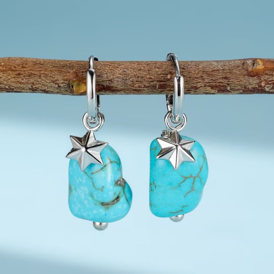 Boucles d'Oreilles Turquoise Argent 925 - Larmes du Ciel - Biloria