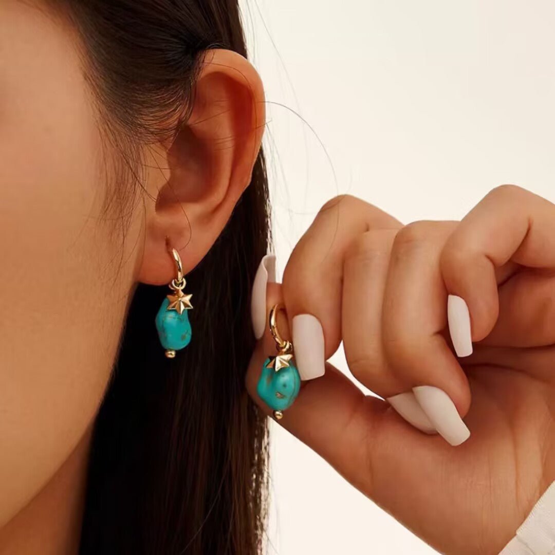Boucles d'Oreilles Turquoise Argent 925 - Larmes du Ciel - Biloria