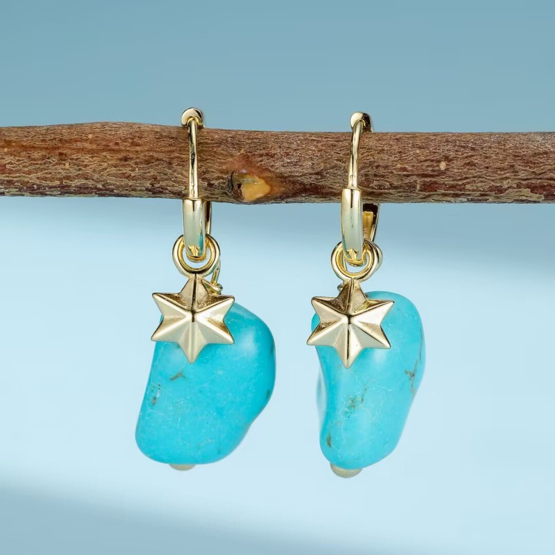 Boucles d'Oreilles Turquoise Argent 925 - Larmes du Ciel - Biloria
