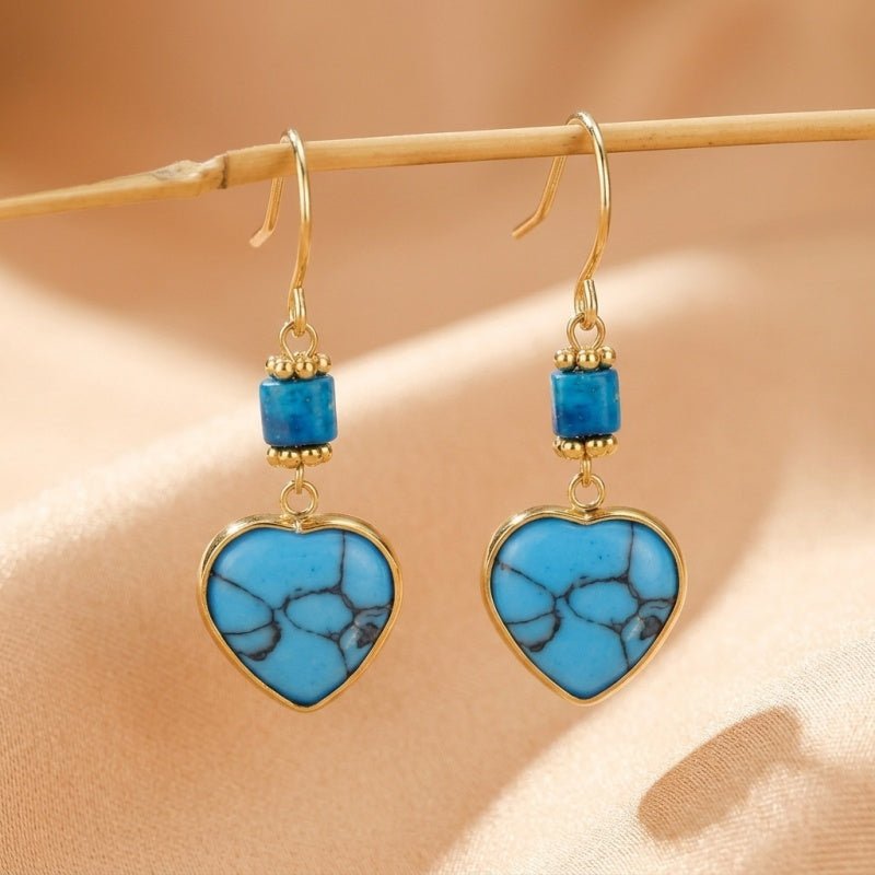 Boucles d'Oreilles Turquoise Cœur – Protection et Sérénité - Biloria