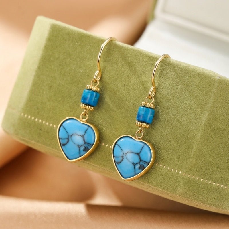 Boucles d'Oreilles Turquoise Cœur – Protection et Sérénité - Biloria