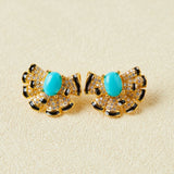 Boucles d'Oreilles Turquoise Coquillage Maritime Argent Plaqué Or - Biloria