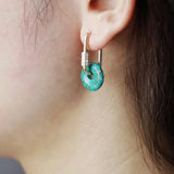 Boucles d'oreilles Turquoise et Argent Plaqué Or – Cadeau Spirituel - Biloria