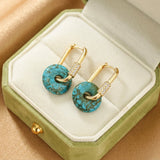 Boucles d'oreilles Turquoise et Argent Plaqué Or – Cadeau Spirituel - Biloria