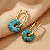 Boucles d'oreilles Turquoise et Argent Plaqué Or – Cadeau Spirituel - Biloria
