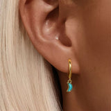 Boucles d'Oreilles Turquoise Étoile Lune Argent Plaqué Or - Biloria
