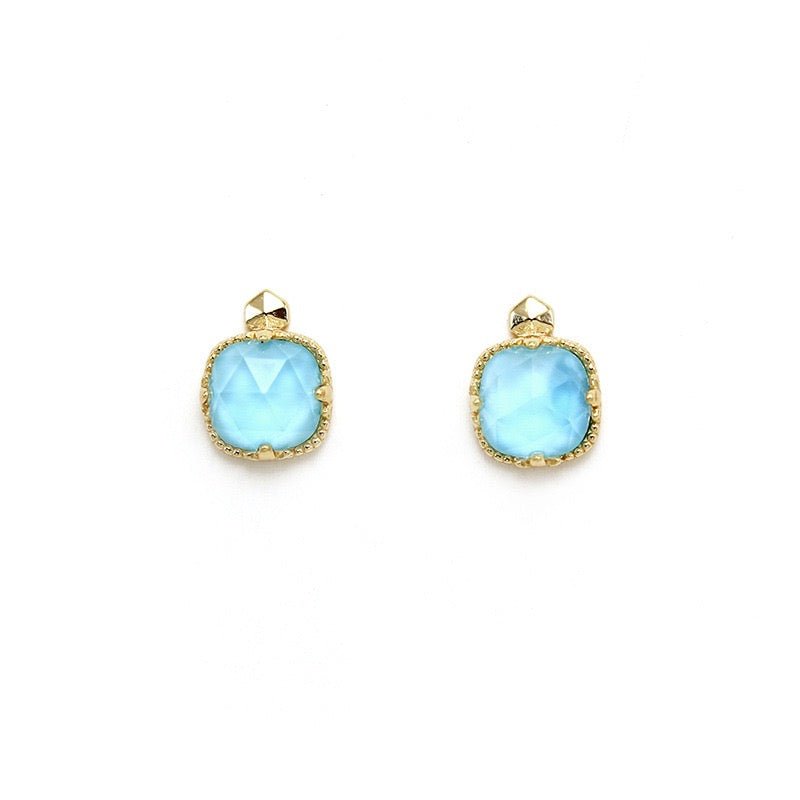 Boucles d'Oreilles Turquoise – Étreinte du Ciel, Argent Plaqué Or - Biloria
