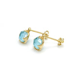 Boucles d'Oreilles Turquoise – Étreinte du Ciel, Argent Plaqué Or - Biloria