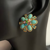 Boucles d'Oreilles Turquoise Fleur Éternelle – Argent Plaqué Or - Biloria