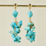 Boucles d'Oreilles Turquoise Laiton Plaqué Or – Bijoux Fins - Biloria