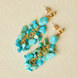 Boucles d'Oreilles Turquoise Laiton Plaqué Or – Bijoux Fins - Biloria