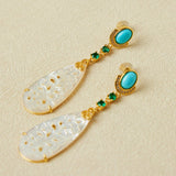 Boucles d'Oreilles Turquoise Nacre Argent Plaqué Or - Biloria