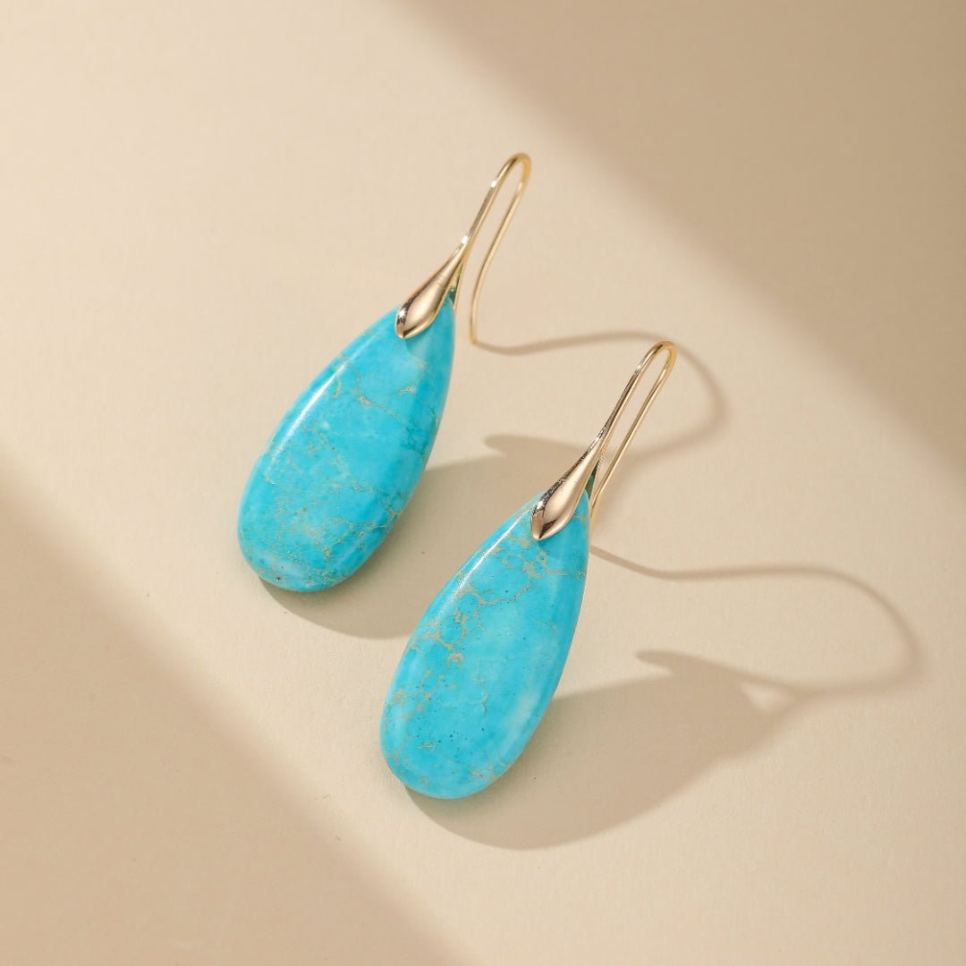Boucles d'Oreilles Turquoise Plaqué Or ou Platine - Biloria