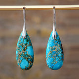 Boucles d'Oreilles Turquoise Plaqué Or ou Platine - Biloria
