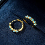 Boucles d'Oreilles Turquoise Rêve Bleu - Argent Plaqué Or - Biloria