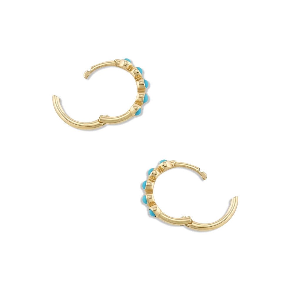 Boucles d'Oreilles Turquoise Rêve Bleu - Argent Plaqué Or - Biloria