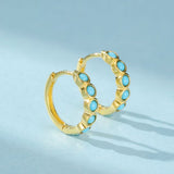 Boucles d'Oreilles Turquoise Rêve Bleu - Argent Plaqué Or - Biloria