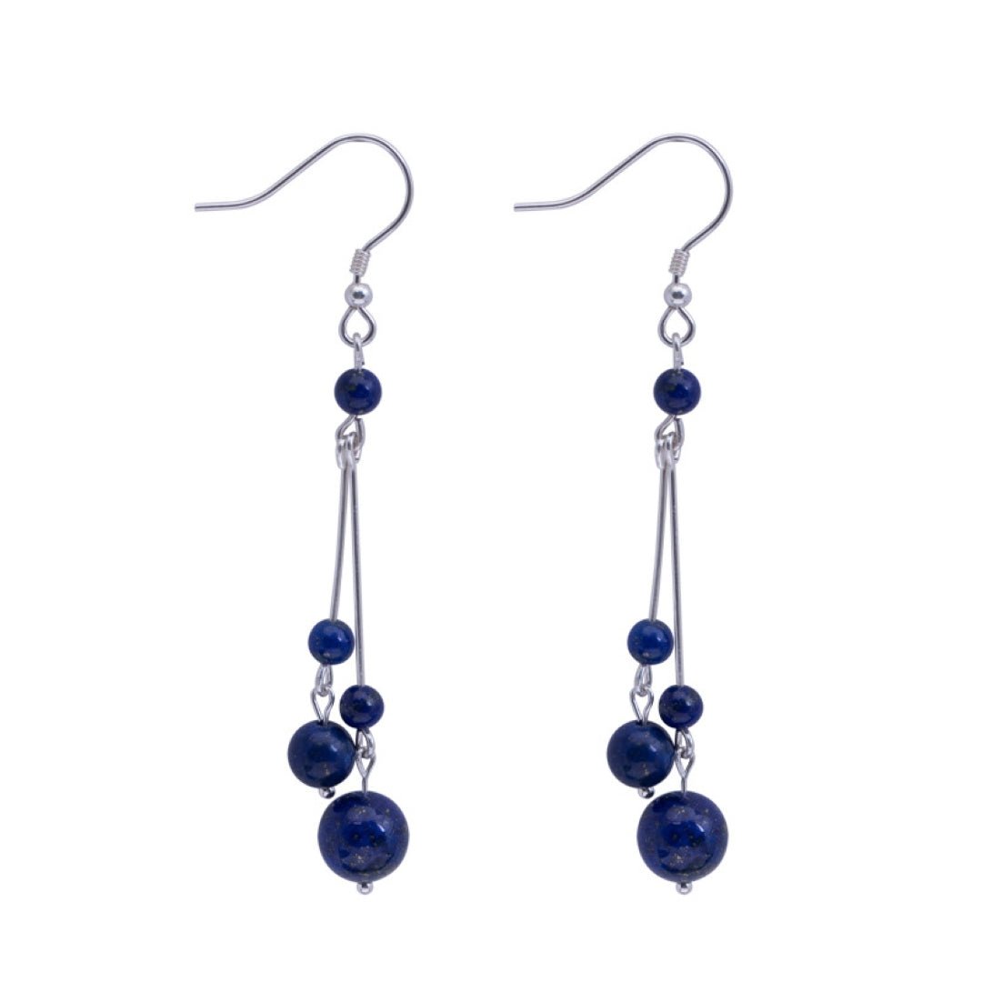 Boucles Oreilles Lapis Lazuli Danse Cosmique Argent - Biloria