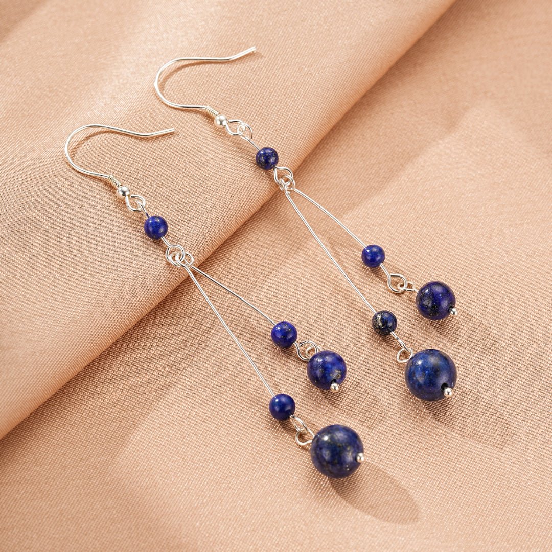 Boucles Oreilles Lapis Lazuli Danse Cosmique Argent - Biloria