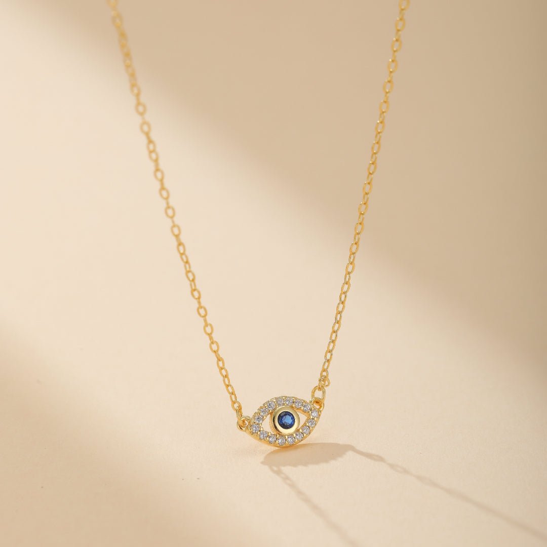 Bouclier d'Énergie Mauvais Œil – Collier Argent Plaqué Or - Biloria