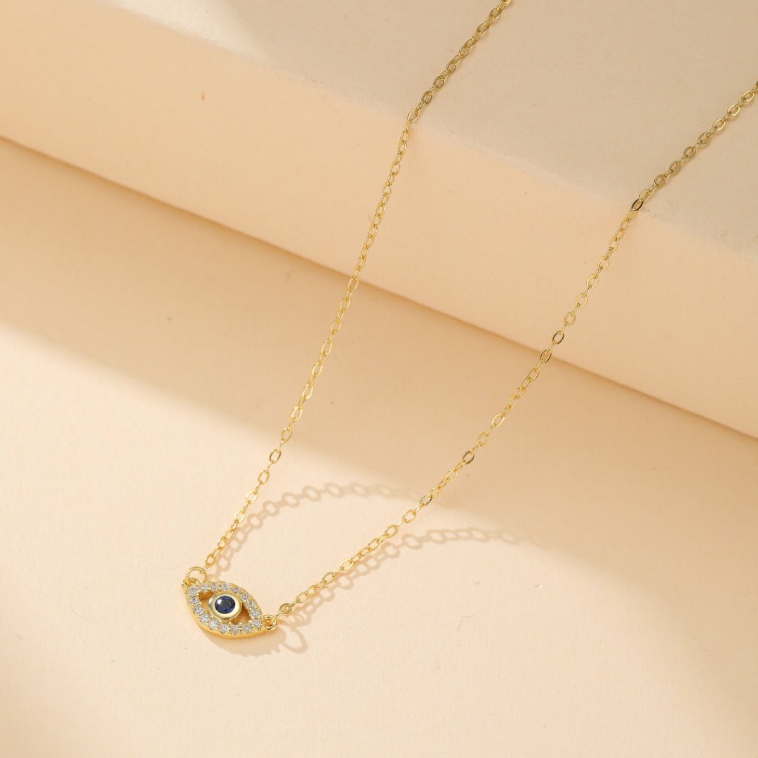 Bouclier d'Énergie Mauvais Œil – Collier Argent Plaqué Or - Biloria