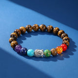 Bracelet 7 Chakras Œil de Tigre et Pierres Naturelles avec Bouddha - Biloria