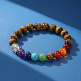 Bracelet 7 Chakras Œil de Tigre et Pierres Naturelles avec Bouddha - Biloria