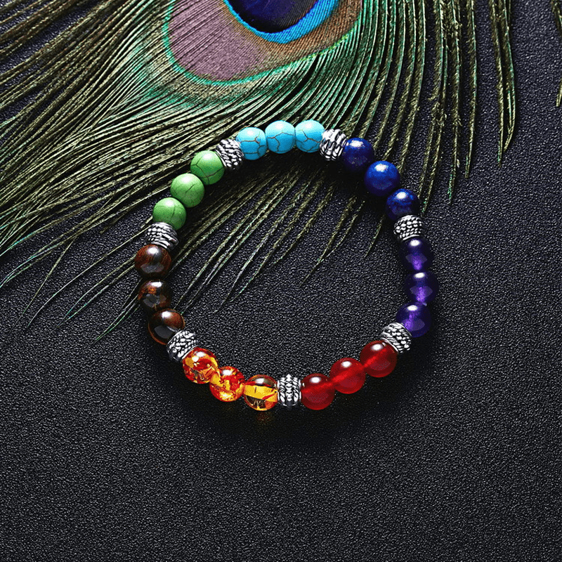 Bracelet 7 Chakras Pierres Naturelles 8mm – Équilibre Énergétique - Biloria