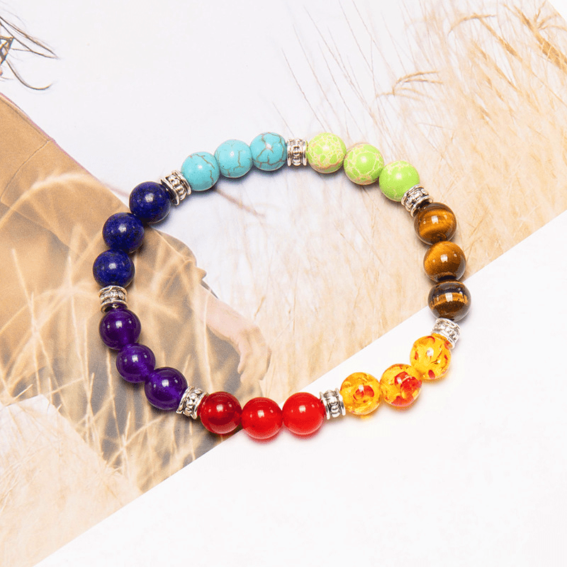 Bracelet 7 Chakras Pierres Naturelles 8mm – Équilibre Énergétique - Biloria
