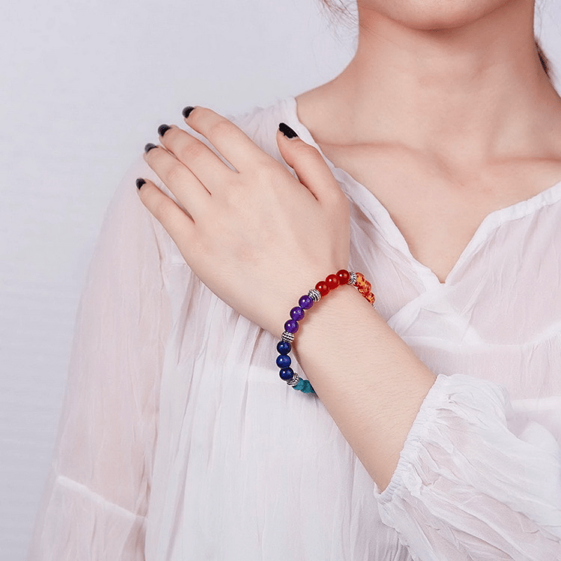 Bracelet 7 Chakras Pierres Naturelles 8mm – Équilibre Énergétique - Biloria