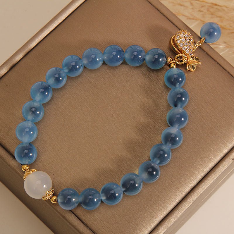 Bracelet Agate Bleue Cadeau Nature - Trésor Océanique - Biloria