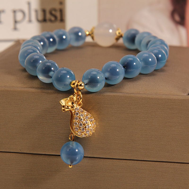 Bracelet Agate Bleue Cadeau Nature - Trésor Océanique - Biloria
