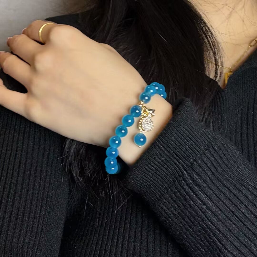 Bracelet Agate Bleue Cadeau Nature - Trésor Océanique - Biloria