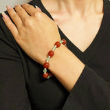 Bracelet Agate Rouge et Quartz Fraise Vert – Énergie et Harmonie - Biloria
