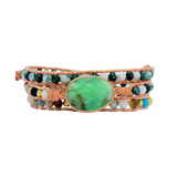 Bracelet Agate Verte Cuir Ajustable – Déco Bureau Télétravail - Biloria
