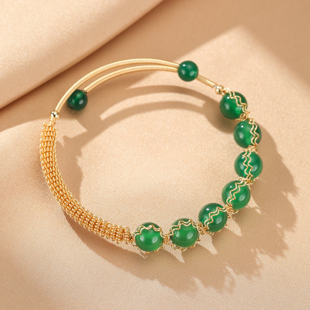 Bracelet Agate Verte Harmonie et Courage - Biloria